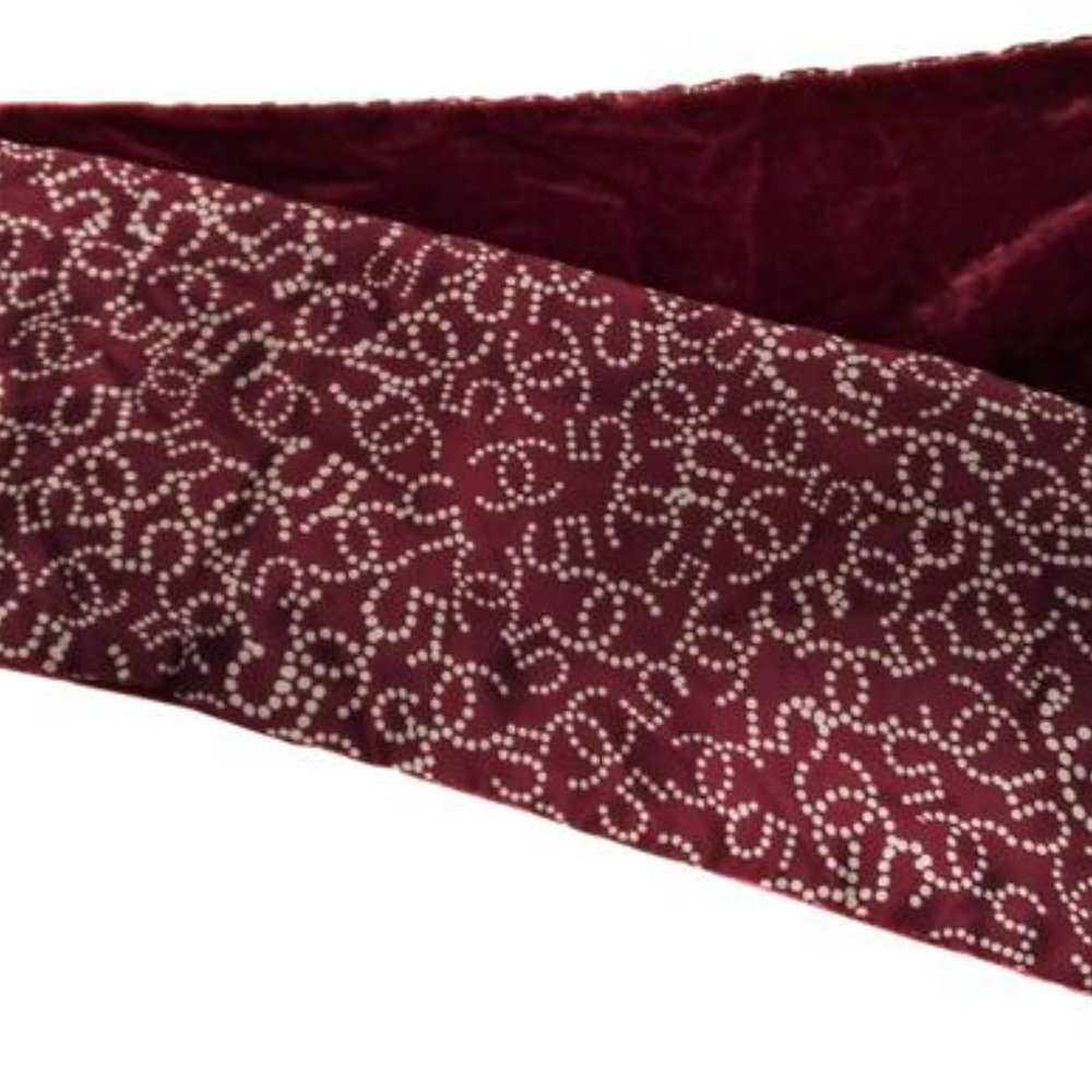 NWOT CHANEL CC Red Burgundy Silk Velvet Scarf